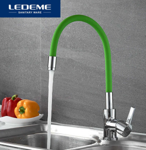 Смеситель LEDEME д/кухни гибкий шланг зеленый  L4898-5 / 808285