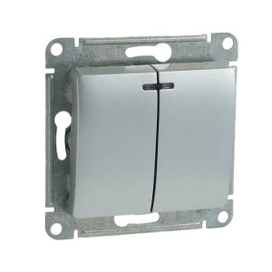 Выключатель 2-кл Glossa с подсветкой в рамку алюминий GSL000353