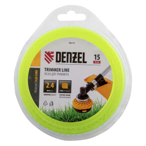 Леска для триммера зубчатый квадрат 2,4мм*15м блистер Denzel 96214