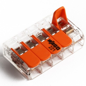 Клеммник WAGO 5х(0,14-4,0) с рычаж. зажим. 221-415