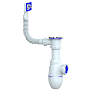 Сифон д/мойки 1.1/2"х40 с прикруч.выпуском с прямоуг.переливом Unicorn В420 22024
