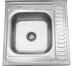 Мойка нерж. накл. квадрат SINKLIGHT 600*600 R 0.6/160 выпуск 3 1/2" глянец 72025