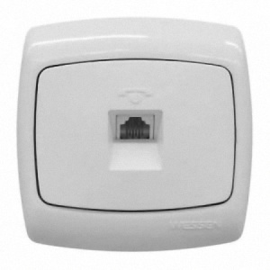 Розетка телеф.1-м СП РОНДО бел. RT-4S-BI