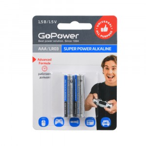 Элемент питания GoPower LR03 BL2 Alkaline 1.5V (2шт) 837720