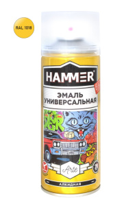 Эмаль аэроз. универ. желтая глянцевая Hammer RAL 1018 (520мл)