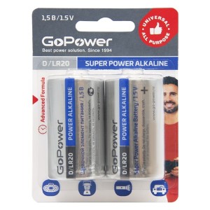 Элемент питания GoPower LR20/373 BL2 Alkaline 1.5V 837725