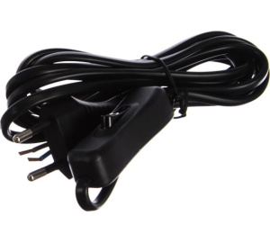 Провод с евроштекером и выключателем H03 VV-F 2х0,75мм² 2,5А 2м черный REV 05681 2