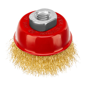 Щетка для УШМ 65мм 14 чашка латунированная витая проволока Matrix 74603