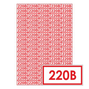 Знак "220В" 15*50мм-наклейка(1лист76шт)цена за1лис