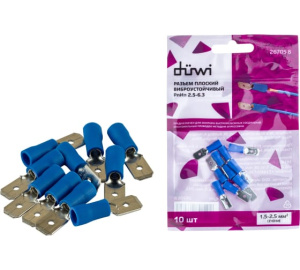 Разъем плоский изолир. РпИп 2,5-6,3 (папа) 1,5-2,5мм² (10шт) синий 26705 8 duwi (5678066)