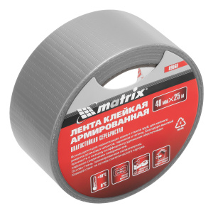 Лента клейкая армированная влагостойкая 48мм*25м серебристая Matrix 89068