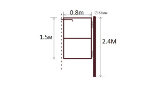 Рама калитки 1,5х0,8м (1 столб d-51 2,4м)