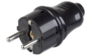 Евровилка прямая черная 16А  EVP10-16-01-К02