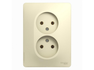 Розетка 2-м Glossa с/з бежева в сборе GSL000224