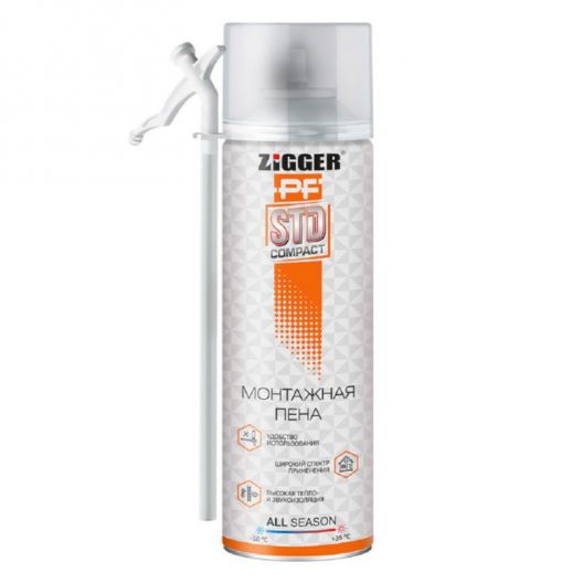 Пена монтажная бытовая ZIGGER PF SUPER COMPACT всесезонная 230 мл 01-03-36