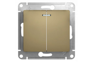 Выключатель 2-кл Glossa с подсветкой в рамку титан GSL000453
