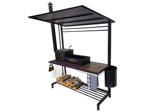 Мангал 42/3+Крыша-Т2 (полочка дерево) 859 Мангал 42/3+Крыша-Т2 (полочка дерево) 859