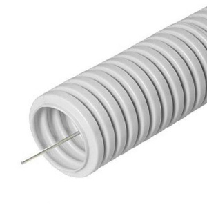 Труба гофрирован. ПВХ 20мм с протяжкой легкая серая (25м) 9192025