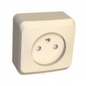 Розетка 1-м ОП Этюд16А б/з б/ш кремовая/бежевая РА16-001К