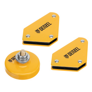 Набор из 2 магнитных сварочных фиксаторов и магнитной клеммы "масса" Denzel 97557