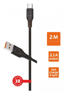 Кабель GoPower GP01T USB(A)шт. - type C шт. 1 м 2,4A ПВХ черный 1м 855276