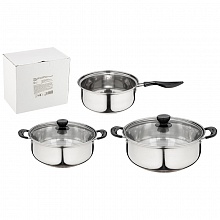 Набор посуды Mallony 5пр. (кастрюля с крышкой-1,25/2,2л, ковш 1,25л б/крышки) 981058