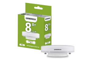 Лампа светодиодная 8Вт 230В 4000К Т75 GX53 GENERICA  LLЕ-T80-8-230-40-GX53
