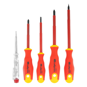 Набор отверток  диэлектрических до 1000В + тестер (5шт) PH+SL CrV 2к рукоятка Сибртех 12937