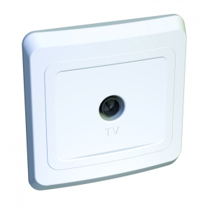 Розетка TV 1-м СП Этюд оконечн. белая TVС-002В