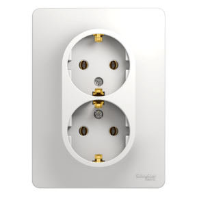 Розетка 2-м Glossa с/з б/ш белая GSL000124
