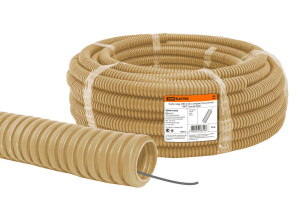 Труба гофрирован. ПВХ 20мм с протяжкой легкая Эко сосна (25м) TDM SQ0401-0052