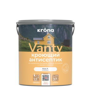 Антисептик кроющий KRONA VANTY база А белый (2,5л)