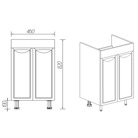 Тумба Лима (COMO 50) 2 двери, белая 38х46х82 без умывальника 10689