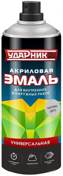 Эмаль универ. акриловая белая глянц. №40 Ударник (520мл) 01040