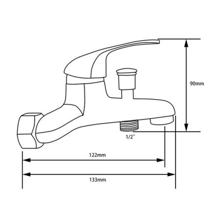Смеситель д/ванны Ex-Promt Simple короткий нос картридж д.35мм Ex151.3-04 латунь 69267
