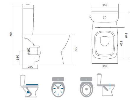 Унитаз-компакт Нео горизонтальный выпуск, нижн.подв.,сиденье soft close Сантек (1.WH30.2.470) 713577