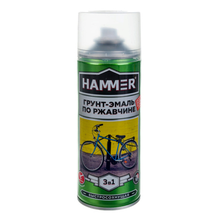 Грунт аэроз. по ржавчине 3в1 HAMMER б/с п/мат серое окно (520мл)