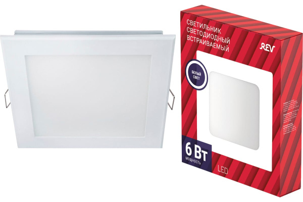 Панель св/д встраиваемая REV SuperSlim Quadro 6W 4000К квадрат 120x120 REV 28980 7
